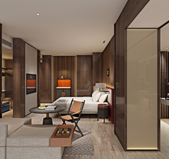 民宿客房，酒店客房，大床房，衣柜，网红酒店客房，特色客房，酒店卫生间，迷你吧，床